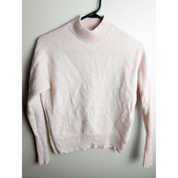 Rachel Zoe 100% Cashmere Pink Ribbed Mock Neck Sweater Medium - Picture 1 of 6